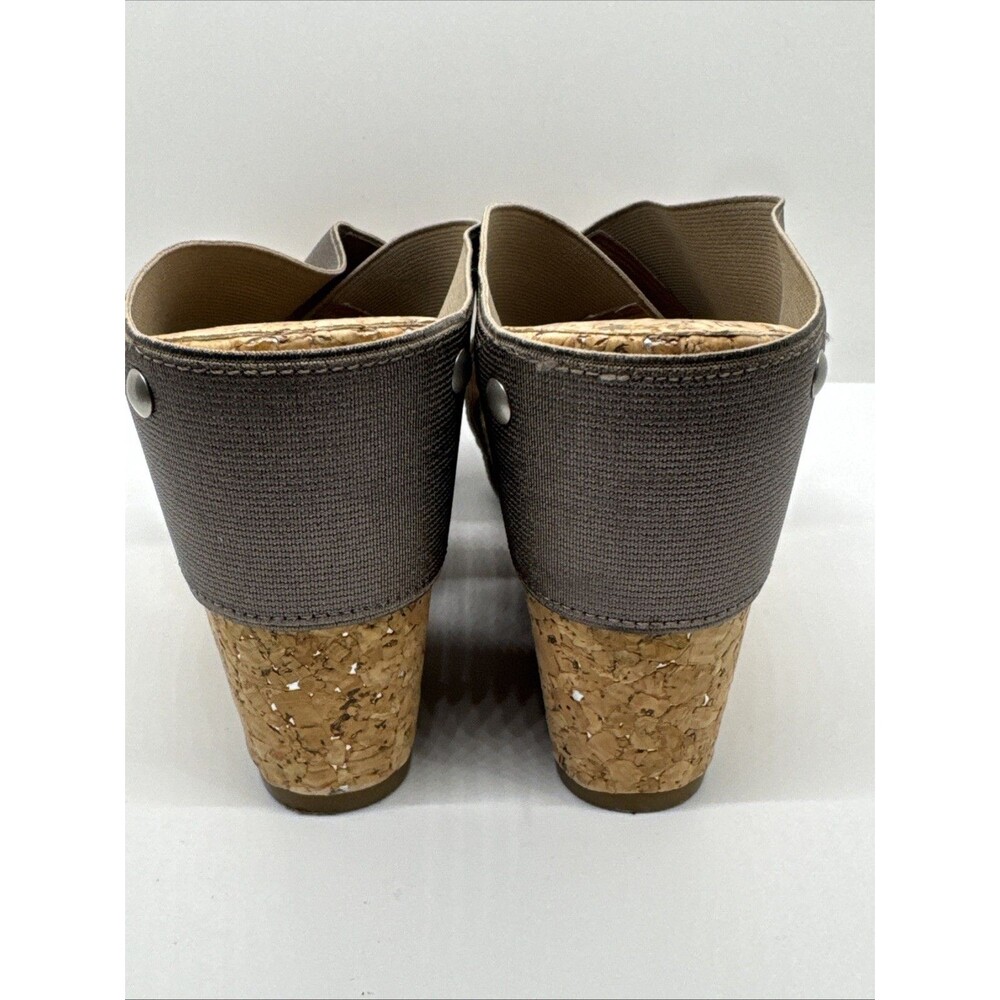 LUCKY BRAND brown metallic bronze stretch Wedge  platform cork sole Sandals 8 - Picture 6 of 11